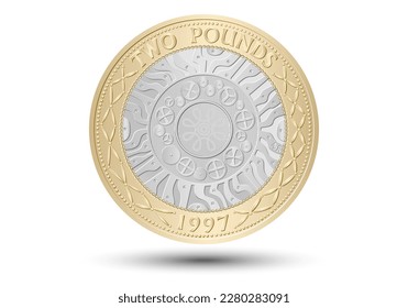 British two pound coin. Vector illustration. Eps-10