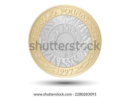 British two pound coin. Vector illustration. Eps-10