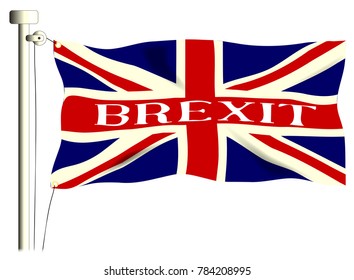 The British Union Jack Flag with Brexit isolated on white.