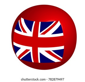 The British Union Jack Flag as a reflection in an isolated sphere