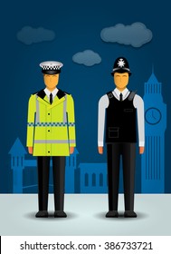 British Vector Policeman On The Blue Background