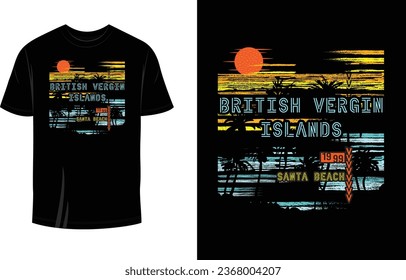 British Vergin Islan Santa Beach Vintage T Shirt Design Vector