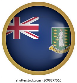 British Virgin Islands 3D rounded Flag Icon with Gold Frame