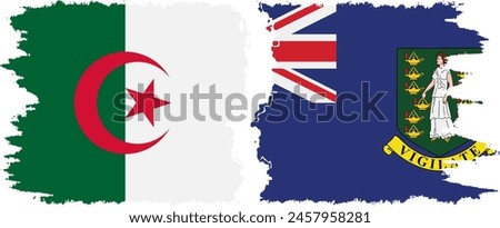 British Virgin Islands and Algeria grunge flags connection, vector