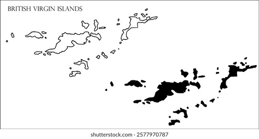 British Virgin Islands Blank Map, British Virgin Islands Map Outline Vector Images