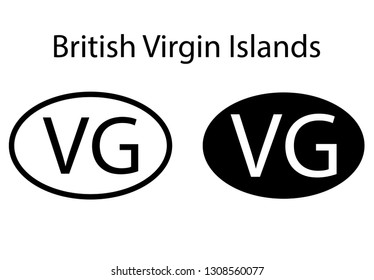 British Virgin Islands country code icon.  Iso code country domain name.   VG  - British Virgin Islands abbreviated. vector
