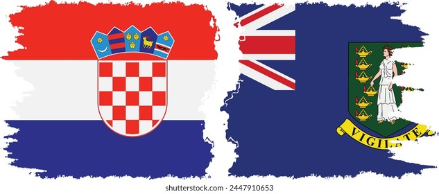 British Virgin Islands and Croatia grunge flags connection, vector