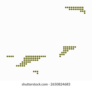 Ilhas Virgens Britânicas mapa pontilhado. Mapa de estilo digital do país sobre fundo branco. Forma das Ilhas Virgens Britânicas com pontos circulares. Estilo de pontos coloridos. Círculos grandes.