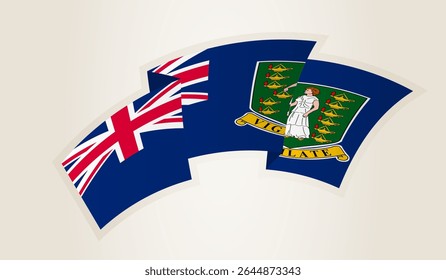 British Virgin Islands Flag in Abstract Ribbon Shape, National Symbol of the British Virgin Islands. 