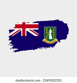 British Virgin Islands flag with grunge texture. Vector illustration of British Virgin Islands flag painted with brush with grunge effect and watercolor stroke. Happy Independence Day.