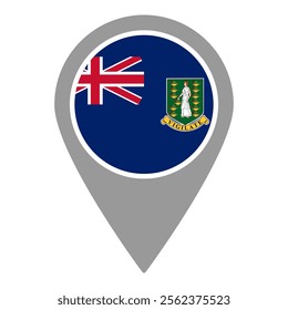 British Virgin Islands flag location pin, flag application, Flag on Location Pin, graphic design, map pointer, vector illustration.