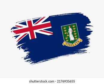 British Virgin Islands flag made in textured brush stroke. Patriotic country flag on white background