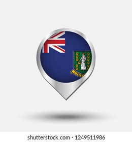 British Virgin Islands flag map pointer with shadow. Vector illustration