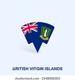 Diseño de puntero de mapa de bandera de las Islas Vírgenes Británicas con sombra. Ilustrador de Vector.