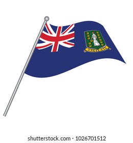British Virgin Islands Flag with Metal Pole. Vector illustration.