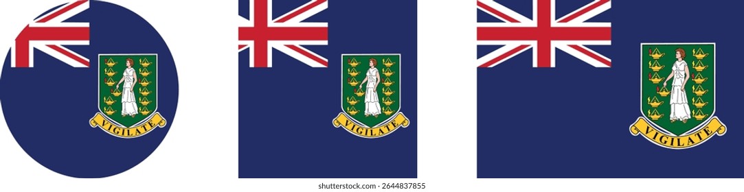 British Virgin Islands flag PNG vector. British Virgin Islands square and round icon isolated on transparent PNG background. British Virgin Islands flag icon.
