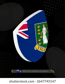 British Virgin Islands Flag Shield icon in 3D on Dark Modern Abstract Rugby Background. Perfect for sports events, heritage themes, national celebrations, and patriotic designs.
