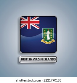 British Virgin Islands flag square button vector illustration