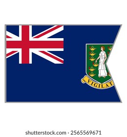 British Virgin Islands flag vector design and illustration , National flag country with original color, Pennon flag