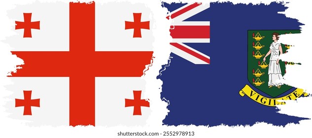 Conexión de banderas grunge de las Islas Vírgenes Británicas y Georgia, Vector