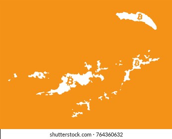 British Virgin Islands map with bitcoin crypto currency symbol illustration