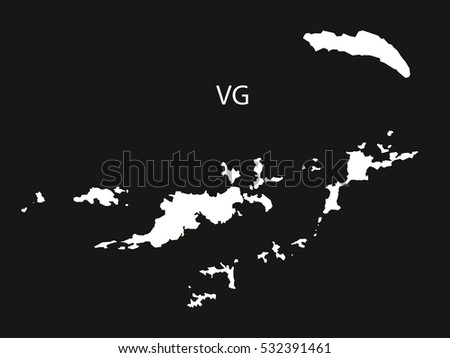 British Virgin Islands Map black and white illustration