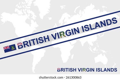 British Virgin Islands map flag and text illustration, on world map