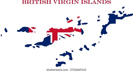 British Virgin Islands Map Flag Caribbean Vector Outline Design