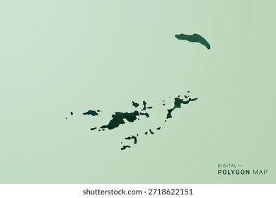 Karte Britische Jungferninseln - Vektorgrafik im Stil eines grünen Polygons, geometrisches Design mit niedrigem Poly und sauberer Silhouette auf weichgrünem Hintergrund.