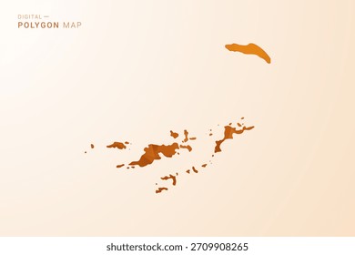Mapa de las Islas Vírgenes Británicas - Ilustración vectorial de polígono bajo en tono naranja, estilo geométrico limpio, aislado sobre fondo blanco.