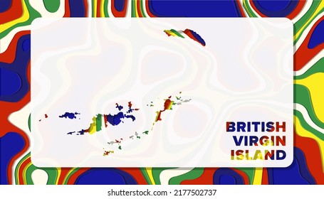 British Virgin Islands Map with Paper Cut Waves Background Shape perfect for Greeting Card, Desktop Wallpaper, and Banner