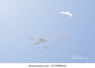 Mapa de las Islas Vírgenes Británicas: Ilustración vectorial de estilo polígono en tonos grises, blancos y azules, diseño geométrico de bajo poli, silueta mínima, adecuada para infografía y diseño moderno.
