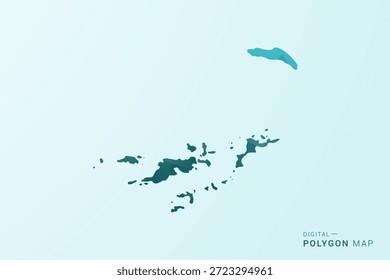 Mapa de las Islas Vírgenes Británicas - Ilustración vectorial de estilo polígono en diseño geométrico azul-verde verde azulado bajo poli, silueta minimalista moderna.