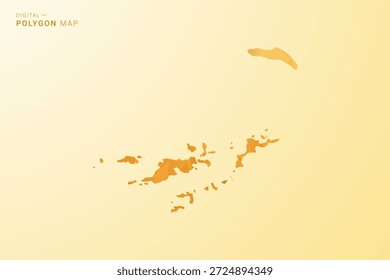 Mapa das Ilhas Virgens Britânicas - ilustração vetorial estilo polígono em amarelo e laranja baixo design geométrico poli, silhueta mínima moderna, isolado para infográfico.