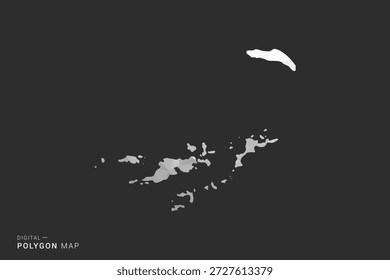 British Virgin Islands Map - Polygon style vector illustration in black, gray and white low poly geometric design, minimal silhouette, isolated for infographic.