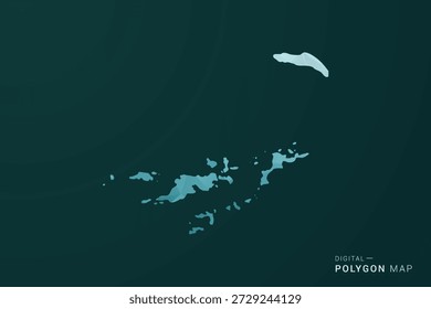 Mapa das Ilhas Virgens Britânicas - ilustração vetorial estilo polígono em verde e azul baixo design geométrico poli, silhueta mínima limpa para infográfico.