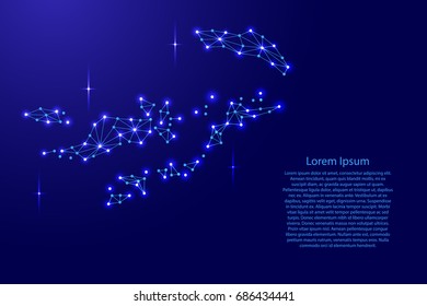 British Virgin Islands map of polygonal mosaic lines network, rays and space stars of vector illustration.