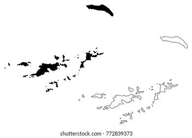 British Virgin Islands map vector illustration, scribble sketch British Virgin Islands