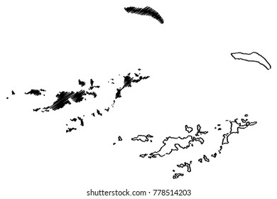 British Virgin Islands map vector illustration, scribble sketch British Virgin Islands