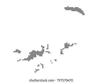 British Virgin Islands map vector. map dotted silhouette with black dots on a white background. Vector illustration eps 10.