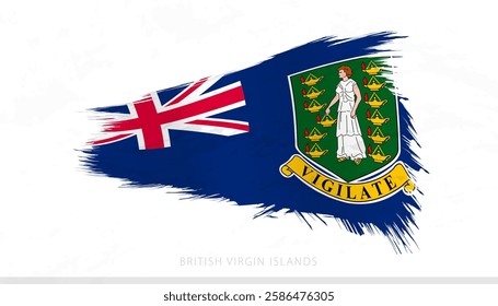 British Virgin Islands National Flag with Textured Brush Strokes. Artistic Brush Stroke Design.