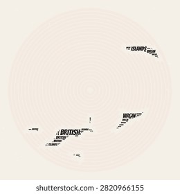 British Virgin Islands Round Poster. Typography style image of Country. Regions word clouds of British Virgin Islands. Vintage image design with scratch texture.