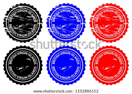 British Virgin Islands - rubber stamp - vector, British Virgin Islands (BVI) map pattern - sticker - black, blue and red