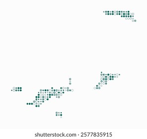 British Virgin Islands, shape of the country build of colored cells. Digital style map of the British Virgin Islands on white background. Small size circle blocks. Amazing vector illustration.