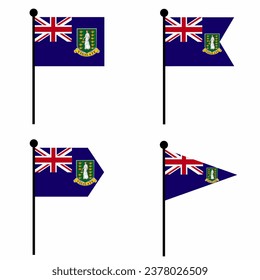 British Virgin Islands waving flag icon set in 4 shape versions. Collection of flagpole sign for identity, emblem, and infographic.
