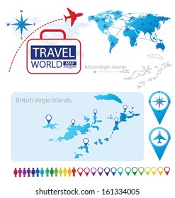 British Virgin Islands. World Map. Travel vector Illustration.