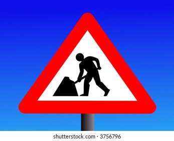 sinal de construção de aviso britânico worker com spade