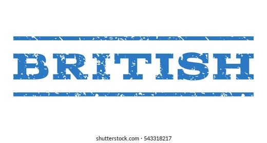 British watermark stamp. Text caption between horizontal parallel lines with grunge design style. Rubber seal stamp with unclean texture. Vector smooth blue color ink imprint on a white background.
