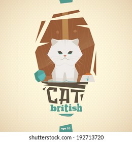 British white cat vector illustration