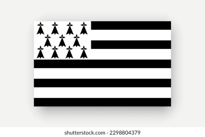 Brittany .Detailed flag on white background. Vector illustration